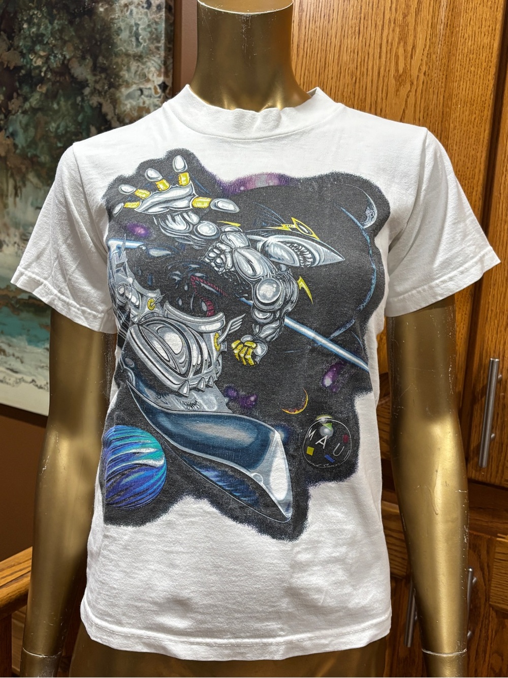 Vintage 1990’s Maui and Sons ” shark warrior space surfer’ YOUTH size